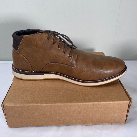 London Underground Faux Leather Chukka Dress Shoes Men's 14 Brown - Picture 8 of 16